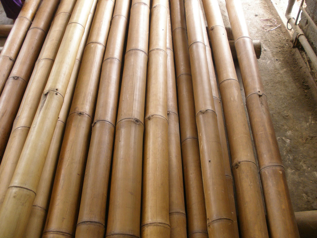 Tiges bois de bambou à travailler