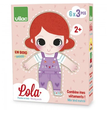 Figurine Lola à habiller jeu magnétique vilac bois aimant poupée puzzle
