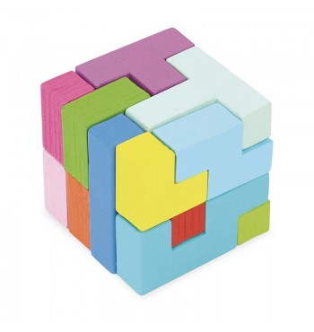 cube Astublock jeu de réflexion casse-tête couleurs en bois massif cartes  vilac formes figures