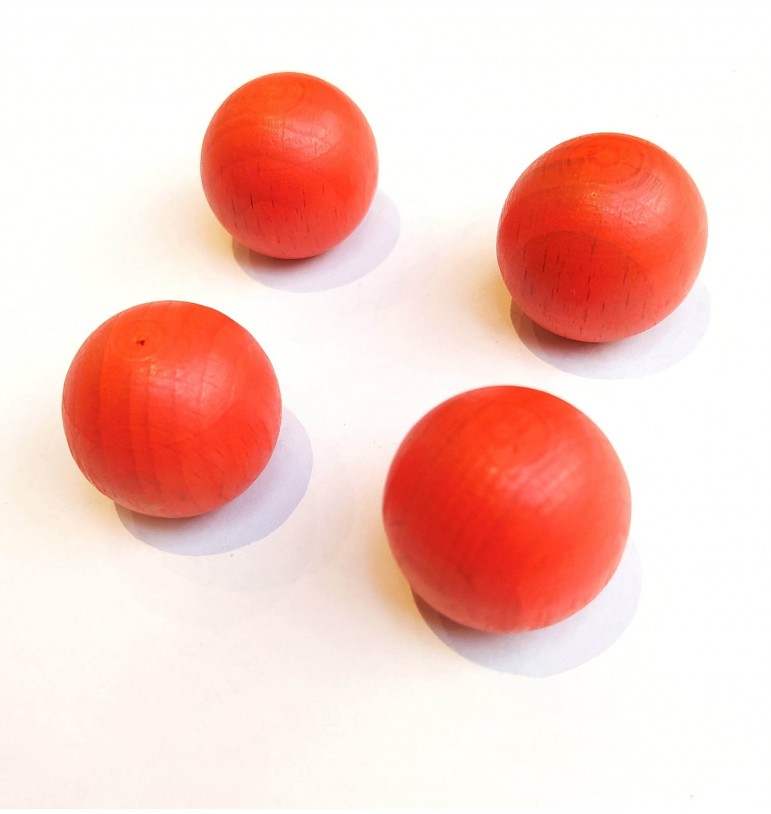 Boules magnétiques orange 4pcs en bois de hêtre