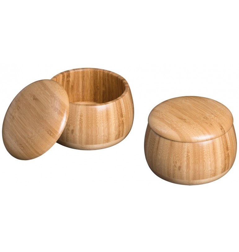 Boites de rangement 2 pièces pions de jeu bois bambou massif lamellé collé couleur naturel noirs blancs