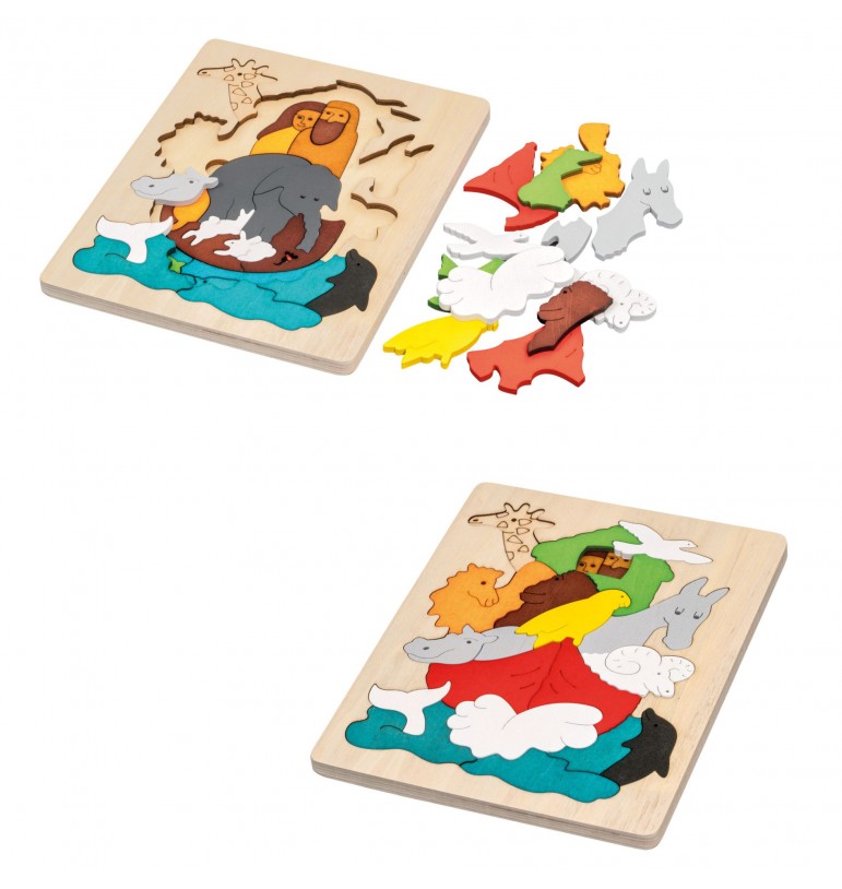 Puzzle en bois animaux arche de Noë jouet pièces jeu