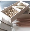 double récipient Pot à crayons empilable en bois massif blanc bureau travail papeterie