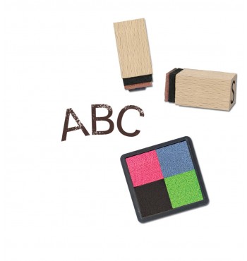Coffret tampons étui mini alphabet et chiffres loisir créatif jeu bois kit pour enfants scrapbooking