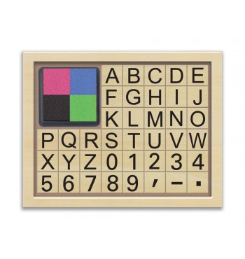 Tampons Mini alphabet et chiffres coffret en bois