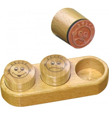 Coffret tampons étui notations picto stamp loisir créatif jeu bois kit pour enfants