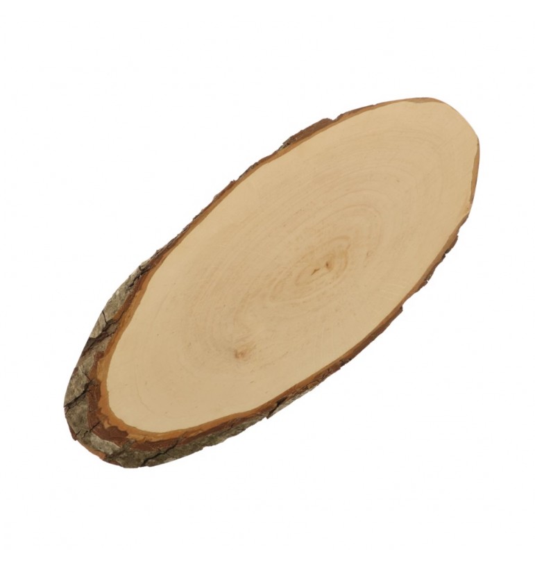 Disque ovale en bois avec écorce 37,5cm
