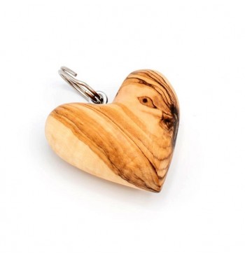 Porte-bonheur cœur en bois d'olivier, 5 x 5 cm, fabriqué à la main - PEARL