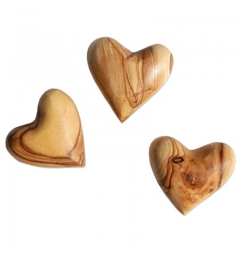 Porte-bonheur cœur en bois d'olivier, 5 x 5 cm, fabriqué à la main - PEARL