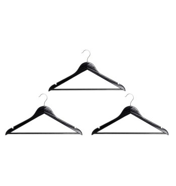 Cintres noirs x3 en bois couleur penderie robes crochet