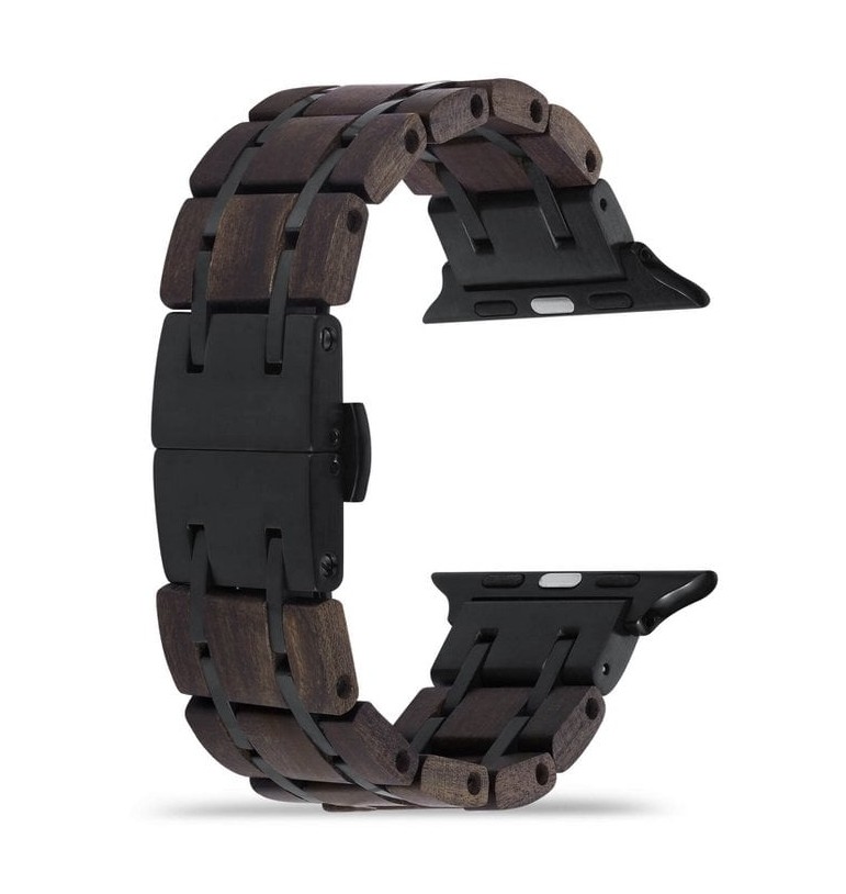 Bracelet de montre connectée en bois de santal noir L:22cm l:38/41mm apple iwatch