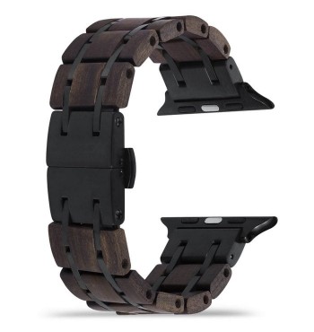 Bracelet de montre connectée en bois de santal noir L:22cm l:42/45mm apple iwatch