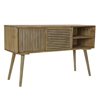 Buffet 2 portes coulissantes bois pin massif meuble TV étagères style moderne