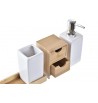 Set de toilette pour salle de bain en bambou blanc naturel savon pot brosse dents rangement