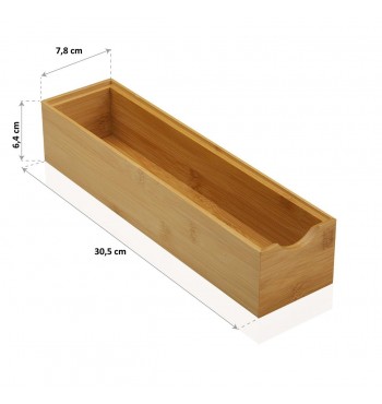 dimensions Case de rangement modulable 30,5cm en bambou emboitable empilage salle de bain cuisine