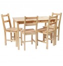 Ensemble salle à manger table + 4 chaises en bois pin massif Meng
