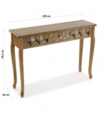 dimensions Console de style 3 tiroirs en marqueterie bois massif moderne contreplaqué
