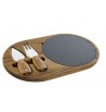 Service plateau fromages rond ardoise bois acacia massif couteau inoxydable fourchette