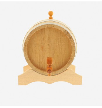 Tonneau fût 5l avec robinet et support en bois de chêne bouchon cerclage metal vin alcool