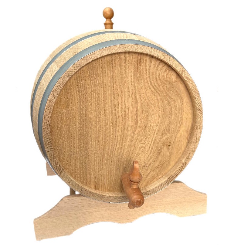 Tonneau fût 10l avec robinet et support en bois de chêne massif vin alcool conservation maturation vigneron
