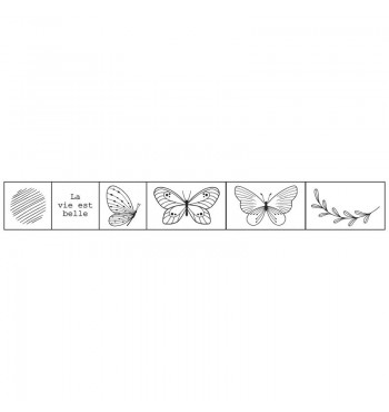 Tampons Papillons 6pcs coffret en bois massif caoutchouc dessin vie est belle loisir créatif