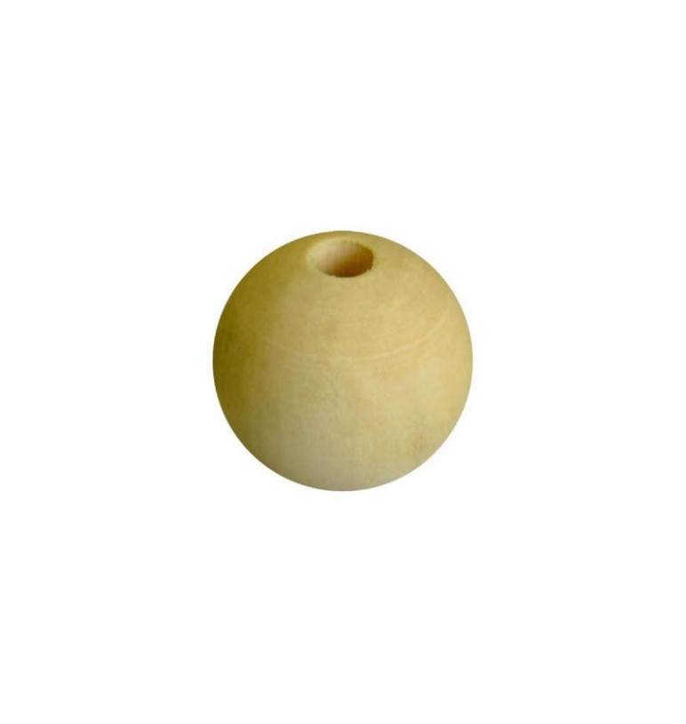 Perle ronde percée sphère 50mm en bois massif brut macramé loisirs créatifs bijoux colliers Artemio