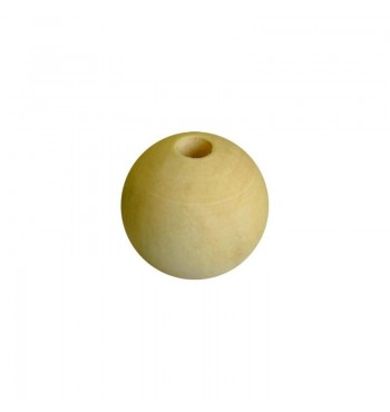 Perle ronde percée sphère 50mm en bois massif brut macramé loisirs créatifs bijoux colliers Artemio