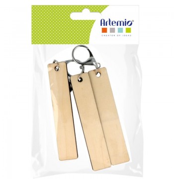 Porte-clés rectangle 3 pièces à décorer en bois loisirs créatifs artemio