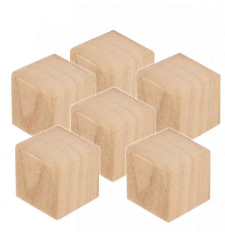 Cubes vierges à customiser x6 4x4x4cm en bois MASSIF personnalisation loisirs créatifs artemio