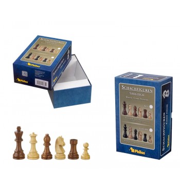 Pièces de jeu d'échecs Artus 95mm pions blancs en buis et noirs en bois seesham
