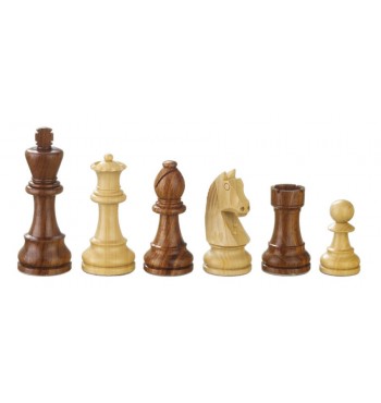 Pièces de jeu d'échecs Artus 110mm pions blancs en buis et noirs en bois seesham
