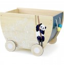 Chariot de rangement jouets sur roulettes CORDE poignées vilac panda caméléon enfants