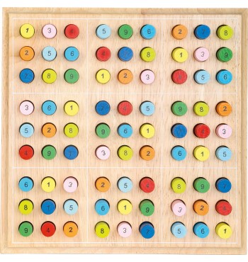 Jeu de réflexion Sudoku chiffres en bois Small foot couleurs concentration lignes carrés casse tête