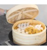 Panier cuisson vapeur 2 niveaux 30cm en bambou cuisine saine vitamines asiatique raviolis nems poisson