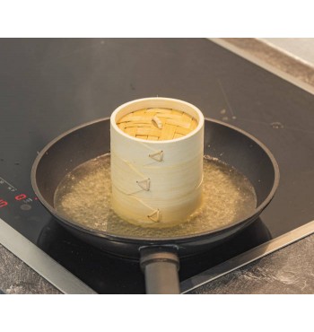 Panier cuisson vapeur 2 niveaux 10cm INDIVIDUEL bambou cuisine saine vitamines asiatique raviolis nems poisson