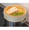 Panier cuisson vapeur 2 niveaux 25cm bambou cuisine saine vitamines asiatique raviolis nems poisson