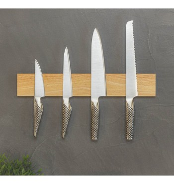 Barre porte-couteaux aimantée 40cm  bois massif paulownia magnétique