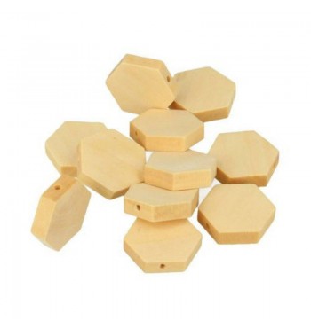 Perles hexagonales 20x4,7mm en bois 15pcs COLLIERS loisirs créatifs artemio