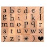 bois scrapbooking loisirs créatifs artemio Tampons lettres alphabet minuscules & coeur 1x1cm