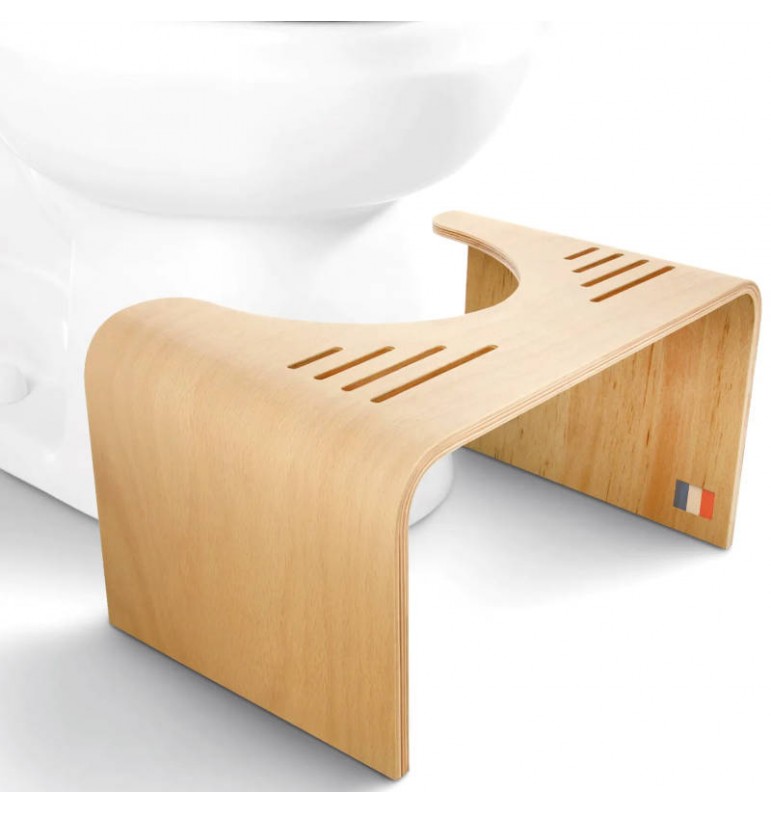 Tabouret physiologique WC toilettes bois hêtre certifié label PEFC France accroupisseur marchepied
