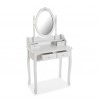 table Coiffeuse romantique miroir rond  tiroirs mdr blanc frise roses