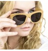 femme Lunettes soleil UV400 bambou étui protection yeux noir blonde mygale