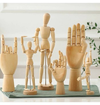 Main articulée modèle de dessin 17,5cm en bois  massif art mannequin