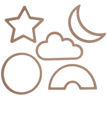 Formes en bois MDF à décorer 5 pcs loisirs créatifs sodertex lune nuage rond étoile arc ciel