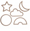 Formes en bois MDF à décorer 5 pcs loisirs créatifs sodertex lune nuage rond étoile arc ciel