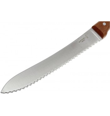 Couteau à pain courbe en inox & bois de hêtre denté opinel 116 tranche