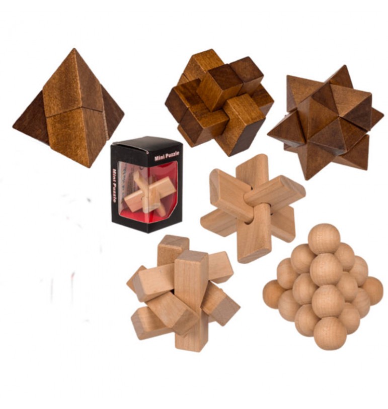 Casse tête en bois la pyramide de boules avec 6 pièces, jeux de société