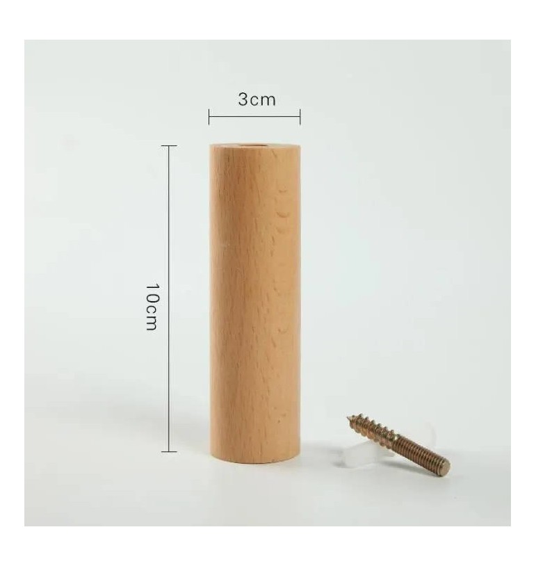 Patère cylindre 10cm en bois hêtre naturel