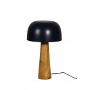 Lampe de bureau appoint poser métal noir bois manguier massif forme Champignon