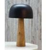 Lampe de bureau appoint poser métal noir bois manguier massif forme Champignon